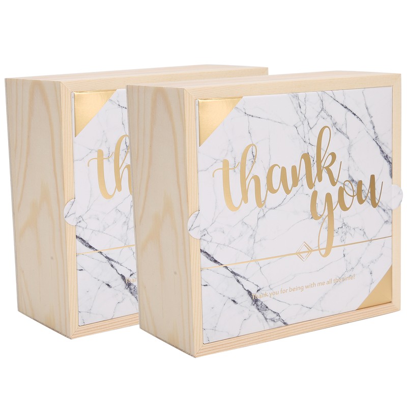 2 Set Wedding Wooden Gift Box PVC Exquisite Candy Packaging