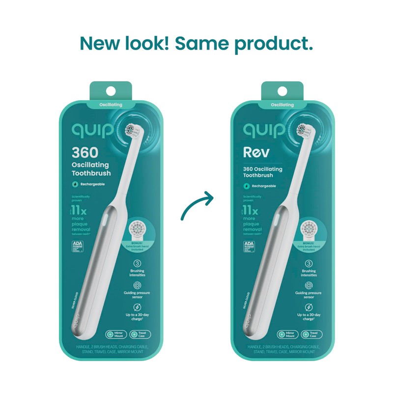Quip Rev 360 Oscillating Rechargeable Electric Toothbrush with Extra Brush