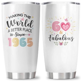 CVROY 60th Birthday Gifts for Women Tumbler 20OZ, 60th Birthday Decorations for Woman, 60 Year Old Birthday Gift, 60 Year Old Woman Present, Happy 60th Birthday for Her