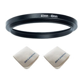 48mm Lens to 49mm Camera Lens Adapter 48mm to 49mm Step Up Ring Adapter Ring for All Brands of UV ND CPL, with Premium Lens Wiping Cloth 2 Pack (48mm-49mm)