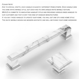 9BUILD 10 Pack 11.3 inch Cabinet Handles White Marble Cabinet Pulls Kitchen Handles for Cabinets Dresser Pulls Zinc Alloy Cabinet Handle Cabinet Hardware