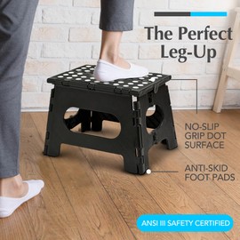 Handy Laundry Folding Lightweight Step Stool is Sturdy Enough to Support Adults and Safe Enough for Kids. Opens Easy with One Flip. Great for Kitchen, Bathroom or Bedroom. (Green | 2-Pack)