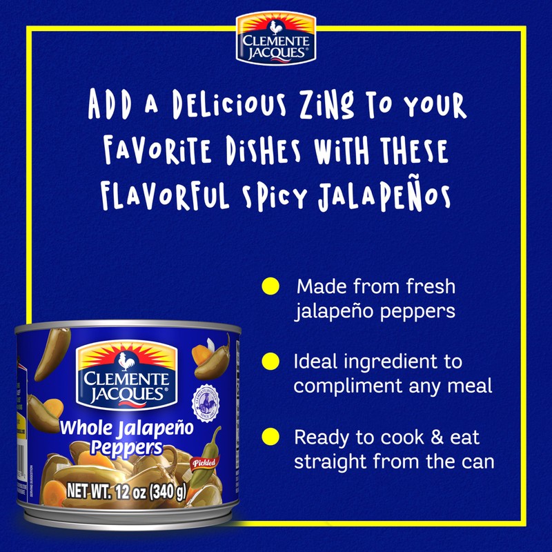 Clemente Jacques Whole Jalapeno Peppers, 12 oz (Pack of 12)