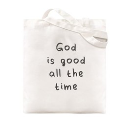 L8502-LXYB Casual Heavy Canvas Tote Bag for Women Christian God is Good All The Time Printed Reusable Cotton Totes Bag