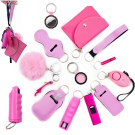 KLKOKVKE Wristlet Card Holder Set for Women with Whistle, Bottle Opener, Travel Bottle Holder (Red)