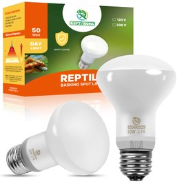 REPTI HOME New Upgrade Reptile Heat Lamp Bulb (3rd Gen No Broken), 50W 2 Pack Basking Spot Light for Reptiles & Amphibians,UVA Daylight Heat Bulb for Bearded Dragon, Turtle