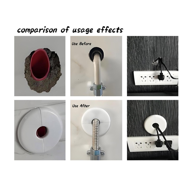 2PC Escutcheon Plate, Round Wall Split Flange Self-Adhesive Buckles Design