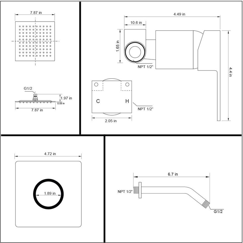Black Shower Faucet GGStudy Single Function Shower Trim Kit with