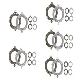 TEHAUX 5sets Bezel Pendant Bases for Jewelry Making Vintage Alloy Blank Settings with Decorative Edges for DIY Necklaces Bracelets Keychains Ancient 6pcs*5