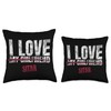 I Love Sitar Musical Instrument Musical Throw Pillow, 18x18, Multicolor