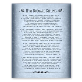 If Poem by Rudyard Kipling Office Home Decor Wall Art Poetry Gift 8x10 Print (Blue)