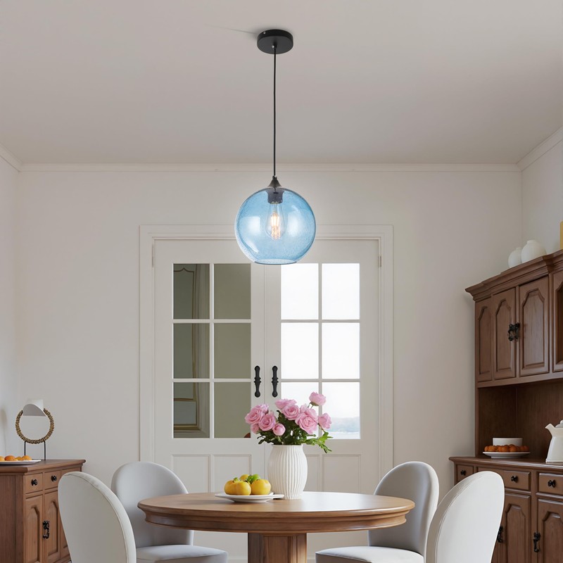 GLAMIGHT Blue Glass Pendant Lights Kitchen Island Lighting Globe Pendant