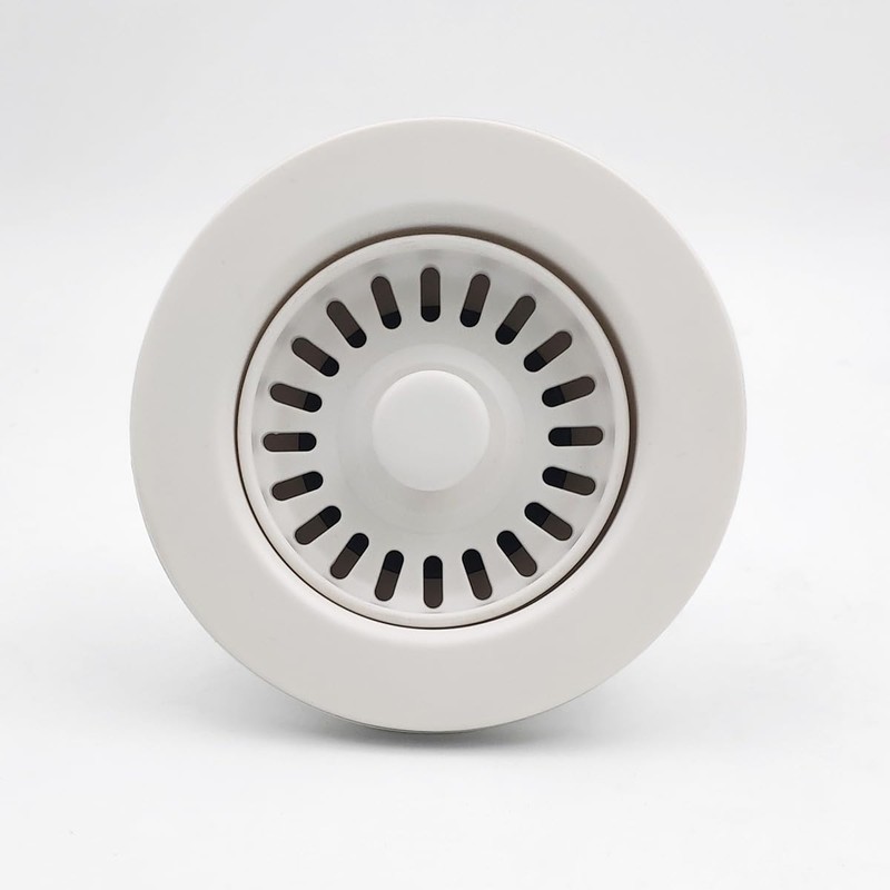3-1/2 Inch Polymer White Sink Drain Assembly with Basket Strainer