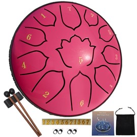 Rain Drum for Outside Garden, 6-Inch Steel Tongue Drum with 11 Notes, Percussion Instrument, Includes Soft Bag, Music Book, and Mallets, Ideal for Meditation, Yoga, and Relaxation