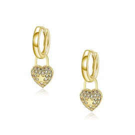 SIMPLGIRL 14K Gold Plated Lightweight Drop Dangle Huggie Hoop Hoop Earrings for Women Ladies Dangle Dainty Love Heart Planet Geometric Splicing Rectangle Earrings, Titanium
