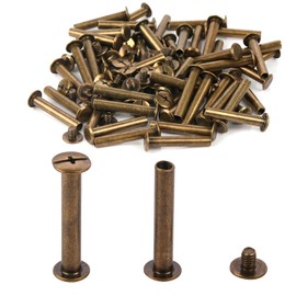 Chicago Binding Screws - 5mm x 35mm Binding Posts - 9.5mm Phillips Nut - Chicago Screw Binding Post Screw Kit for DIY Leather Decoration Scrapbook Photo Albums Bookbinding (Bronze, 50 PCS)