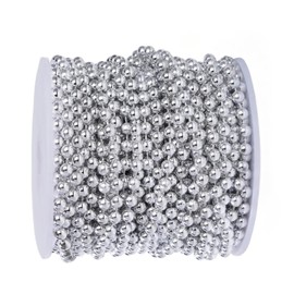 B&S FEEL 5mm Faux Pearl Beads Garland Pearl Bead Roll Strand for Wedding Party Decoration, 99 Feet Roll (Silver)