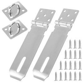 Padlock Hasp and Staple,Pack of 2 Stainless Steel Padlock Hasp Latch Lock Locking Hasp Hasp Lock Shed with 18 Screws Thick for Internal External Door Cupboard Cabinet Shed Drawer Outdoor