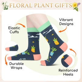 HAPPYPOP Plant Gifts for Adult - Plant Socks, Gift for Gardeners, Funny Gardening Sock For Nature Lovers
