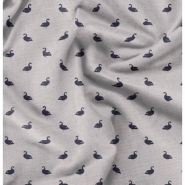 Soimoi Gray Cotton Duck Fabric Black Duck Bird Printed Fabric 1 Yard 56 Inch Wide