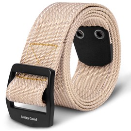 Justay Comf Men's Nylon Belt with Metal Buckle Casual Breathable Canvas Strap Adjustable Belt for Men