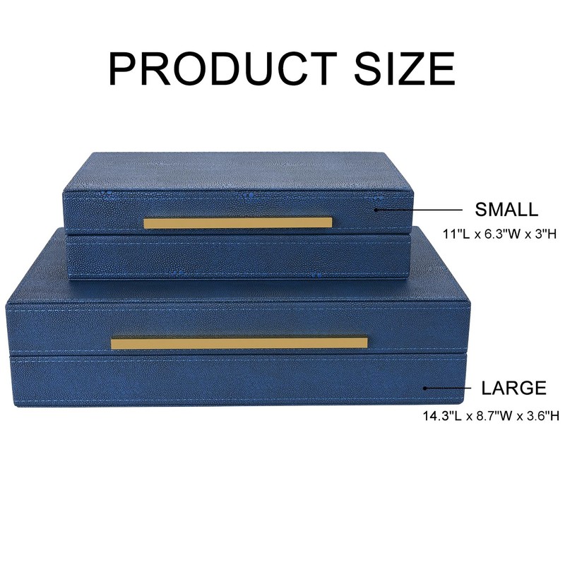 ZIKOUL Navy Blue Shagreen box Set of 2 Faux Leather
