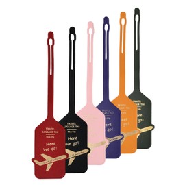 6 Pieces Leather Suitcase Tags, Luggage Tags with Name Tag and Address Label, Waterproof Travel Set for Suitcases, Bags, Backpack, Air Travel, Cruise