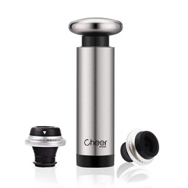 Wine Saver Vacuum Pump Kit with 2 Valve Bottle Stoppers, Extra-Tight Leak-Free Wine Preserver Sealer and Rubber Wine Stopper Set with Date Markers 7717-W402-01