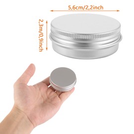 SHUESS Pack of 35 Aluminium Empty Containers, 40 ml Round Travel Cream Jar, Aluminium Tins for Cosmetics, Nail Art, Buttons, Ointments - 5. x 2.3 cm (Silver)