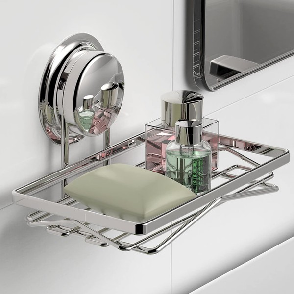 Modern Sleek Chrome Plated Luxury Soap Holder | Powerful Suction