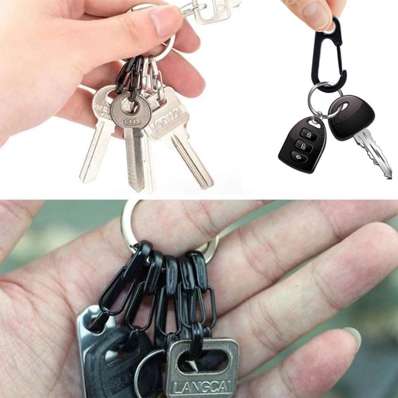 Cyiiifa Mini Carabiner, Small, Canavila, Black, Set of 10, Snap