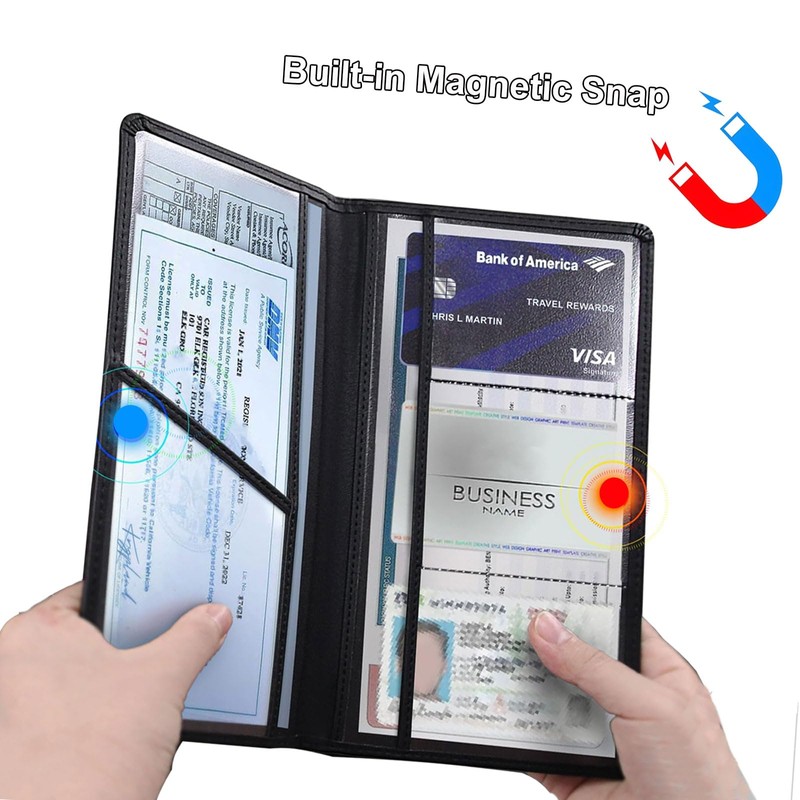 ABSWER Car Registration and Insurance Holder with Magnetic Shut Compatible