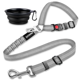 2 Piece Set Retractable Dog Car Seatbelts - Adjustable Pet Seat Belt for Vehicle Headrest Restraint - Heavy Duty & Elastic & Durable Car Harness