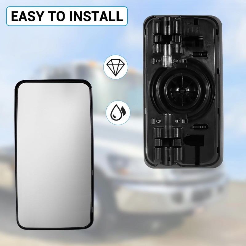 Black Rear View Main Door Mirror,Upper Flat Mirror, Left Drive