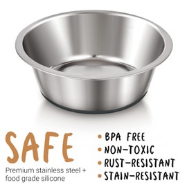PEGGY11 Deep Stainless Steel Anti-Slip Dog Bowls - 2-Pack, 2 Cups