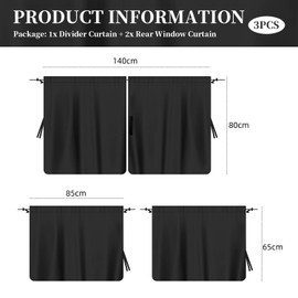 GLURIZ Cortinas Universales para Privacidad de Coche, 2 pcs Cortinas para Coche +1 pcs Cortina Divisora de Coche, Parasol Coche Lateral, Cortinas Opacas para el Asiento Trasero para Viajes, Siesta