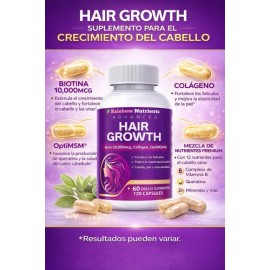 Hair Growth Biotin Colágeno Cabello Uñas Sin Sabor