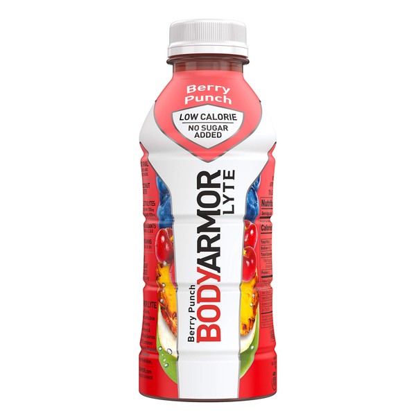 BODYARMOR LYTE Sports Drink Low-Calorie Sports Beverage, Berry Punch, Natural Flavors With Vitamins, Potassium-Packed Electrolytes, No Preservatives, Perfect For Athletes, 16 Fl Oz, Pack of 12