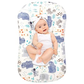Hooyax Baby Lounger Cover for Boys and Girls, Newborn Lounger Slipcover Removable Infant Floor Seat Baby Nest Cover, Baby Padded Lounger Cover, Animals