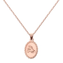 AURSTORE Stainless Steel 12 Zodiac Sign Necklace with 12 Zodiac Signs with a Chain of 45 cm + 5 cm Extender, Charming and Elegant, 3 Colours to Choose From, Rose Gold, Ladies, Girls, Stainless Steel,