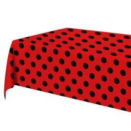 PHOGARY 2 Pieces Polka Dots Party Tablecloth, Red Ladybug Dot Table Cloth Disposable Plastic Rectangular Ladybug Table Covers for Ladybug Theme Baby Shower Christmas Party Decorations