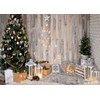 CHAIYA 8x6ft Christmas Rustic Wood Backdrop for Photography Xmas Tree