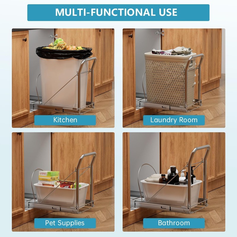 Pull Out Trash Can Under Cabinet with Soft-Close Slides，Heavy Duty