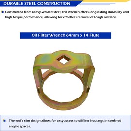 GOLKNHA CTA Tools 1726 Oil Filter Wrench 64mm x 14 Flute Fits for Toyota, Lexus, Scion, Infiniti, Nissan