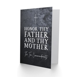 Artery8 Ten Commandments Honor Thy Father and Mother Christian Bible Verse Quote Scripture Typography Sealed Greeting Card Plus Envelope Blank inside