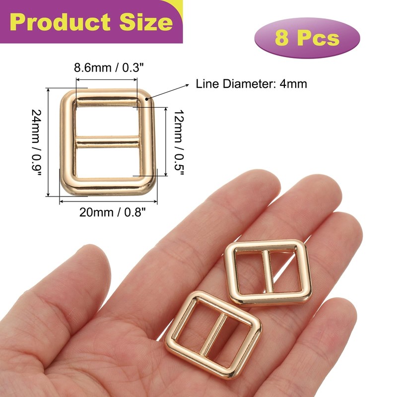 sourcing map 8 Pack Zinc Alloy Slide Adjustable Buckle 1/2"