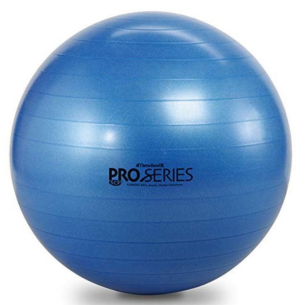 THERABAND Exercise Ball, Professional Series Stability Ball with 75 cm Diameter for Athletes 6'2" to 6'8" Tall, Slow Deflate Fitness Ball for Improved Posture, Balance, Yoga, Pilates, Core, Blue