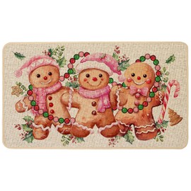 Baccessor Pink Candy Gingerbread Man Christmas Doormat,Merry Christmas Xmas Winter Non-Slip Entrance Floor Porch Welcome Door Mat Indoor Outdoor Outside Front Holiday Decor 17x29 Inch