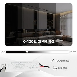 NAWVACE 24V 96W LED Driver Dimmable with Plug 3.3 Feet, 24V 3.7A Constant Voltage LED Light Driver, Dimming 120V AC to 24V DC Power Supply, LED Transformer 24V for Low Voltage Lighting Project