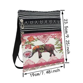 LiuenMgg Ethnic Style Elephant Messenger Bag Small Ethnic Pattern Printed Adjustable Strap Crossbody Zipper Bag Bohemian Phone Bag Wallet Cute Shoulder Handbag for Women -2